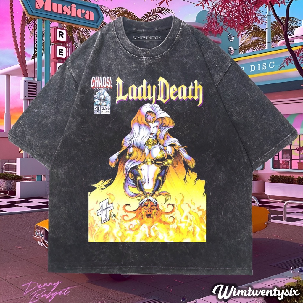 KAOS LADY DEATH  WASHING VINTAGE TEE (OVERSIZE WASHED T-SHIRT)