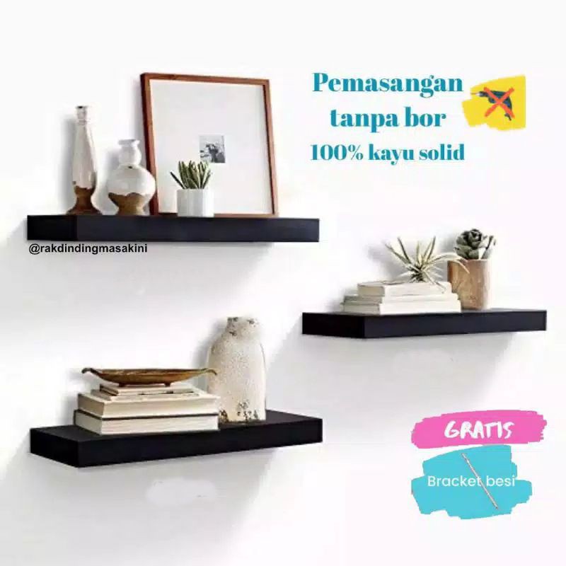 RAK DINDING 20cm-30cm-40cm ISI 3PCS RAK DINDING MINIMALIS RAK GANTUNG SERBAGUNA AMBALAN DINDING