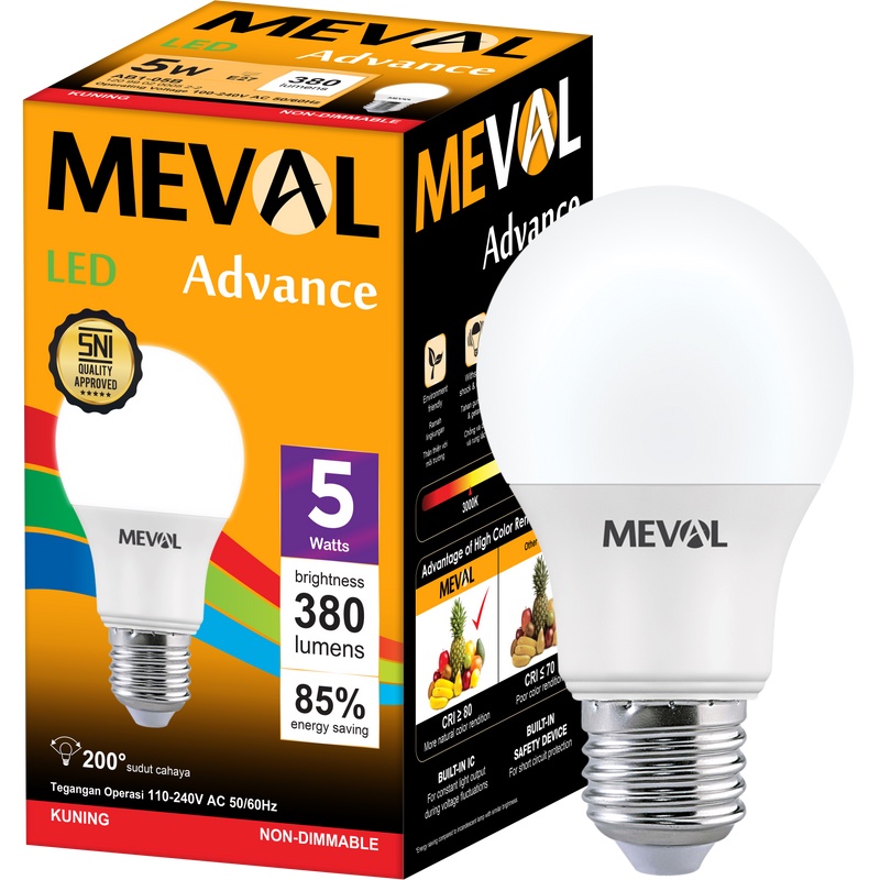 Lampu LED Bulb 5W Advance - Kuning MEVAL