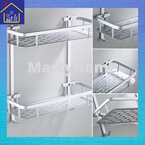 Rak Kamar Mandi Dinding / Rak Bumbu Dapur Aluminium / Rak Tempel Gantung
