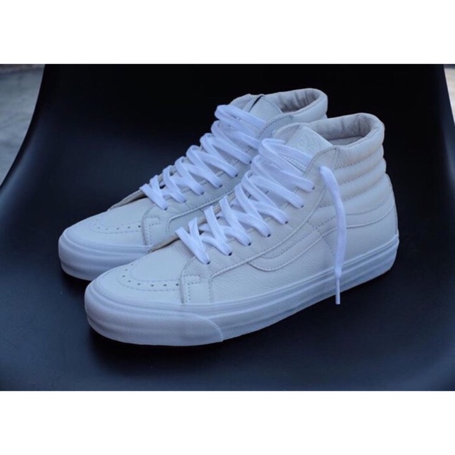 white leather vans hi tops