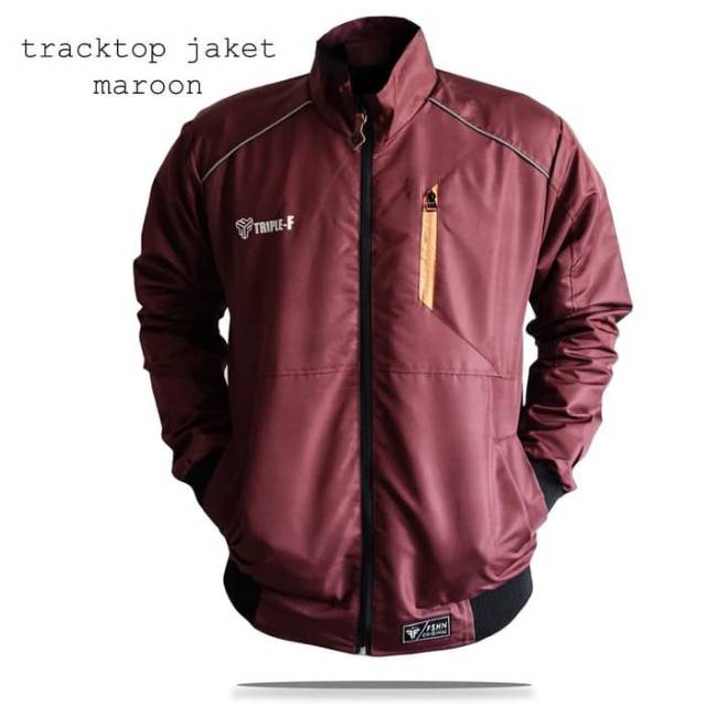 JAKET TRACKTOP WATERPROOF ORIGINAL TRIPLE F - tracktop maroon, L