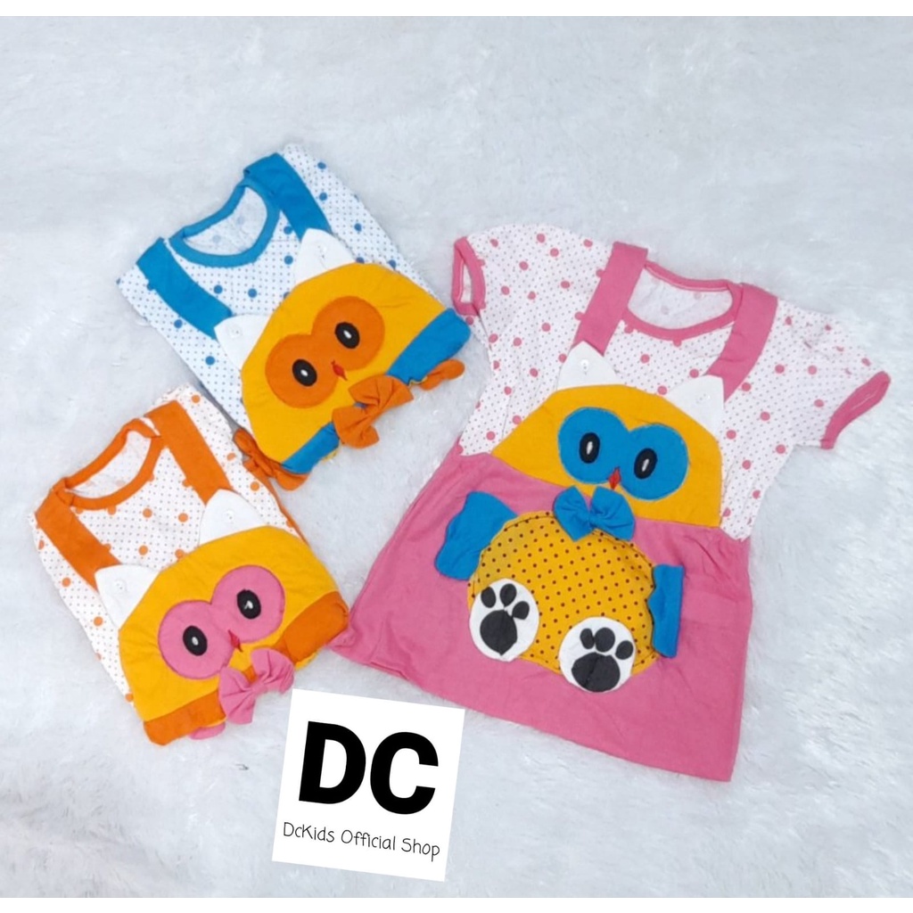 DcKids JUMPER BAYI PEREMPUAN MOTIF OWL/DRESS BAYI PEREMPUAN/BAJU JUMPER BAYI PEREMPUAN 2-10BULAN