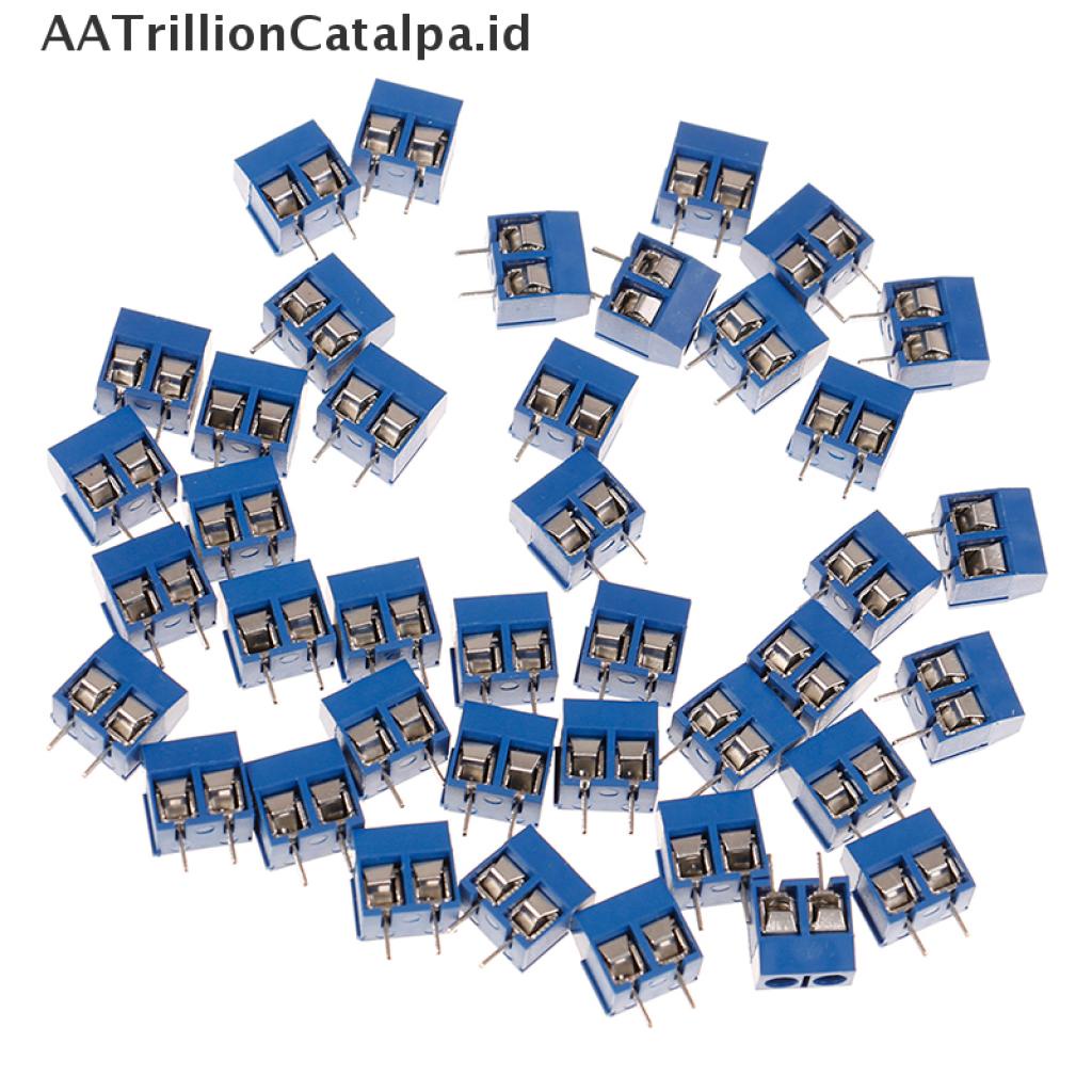 【AATrillionCatalpa】 10Pcs blue 2-pin pitch screw terminal block connector 5.08mm panel pcb mount  ID