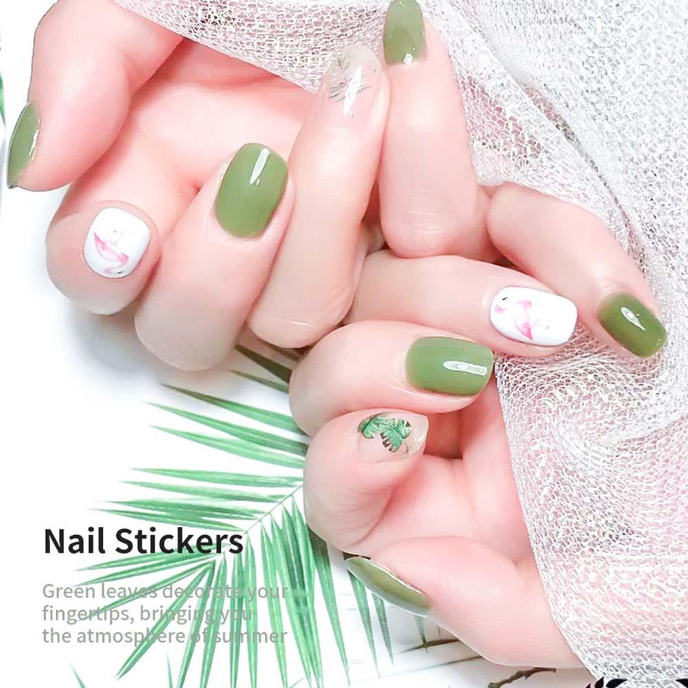 AUGUSTINA Agustin 3D Nail Art Stiker Musim Semi Dan Musim Panas Seri Kaktus Perekat Diri Stiker Bunga Tanaman DIY Desain Nail Art