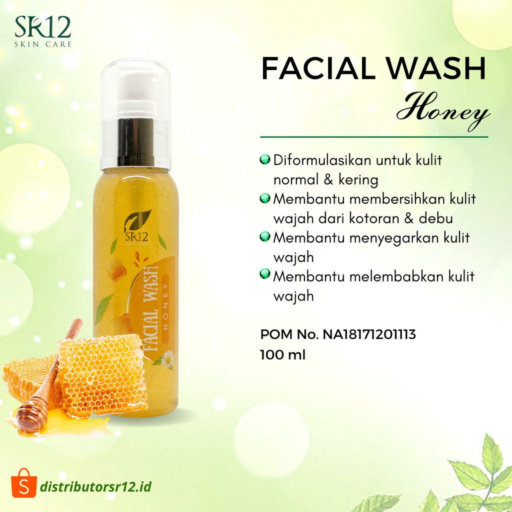 Facial Wash Honey SR12 100 ml Sabun Cair Sabun Herbal Sabun Muka Pembersih Wajah Kulit Normal Kering