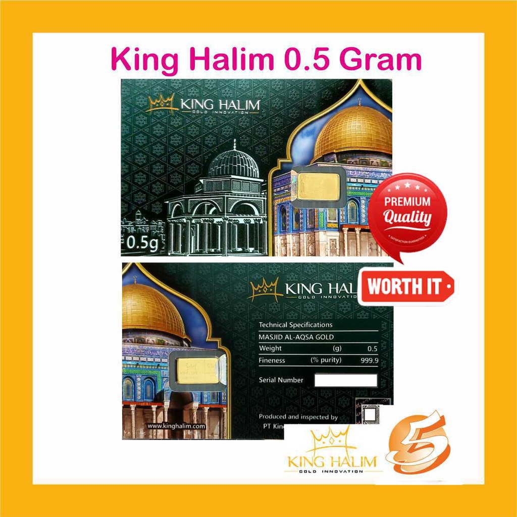 Emas Logam Mulia King Halim 0,5 0.5 gram Certieye edisi Masjid Al Aqsa Islam Moslem Muslim Haji Idul