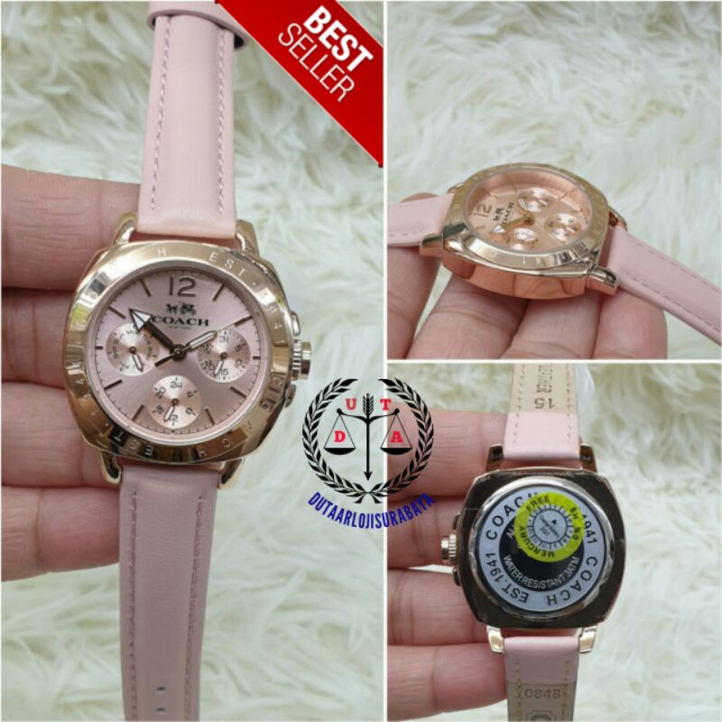 JAM TANGAN WANITA COACH CRONO TALI KULIT KUALITAS ORIGINAL