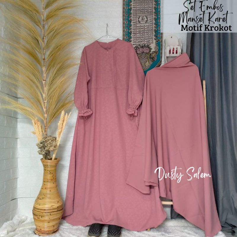 GAMIS SET CADAR / GAMIS SYARI /GAMIS SUNNAH SET EMBOS WOLFIS LENGAN KARET TANPA TALI  FREE CADAR DAN CADAR BISA COD-3