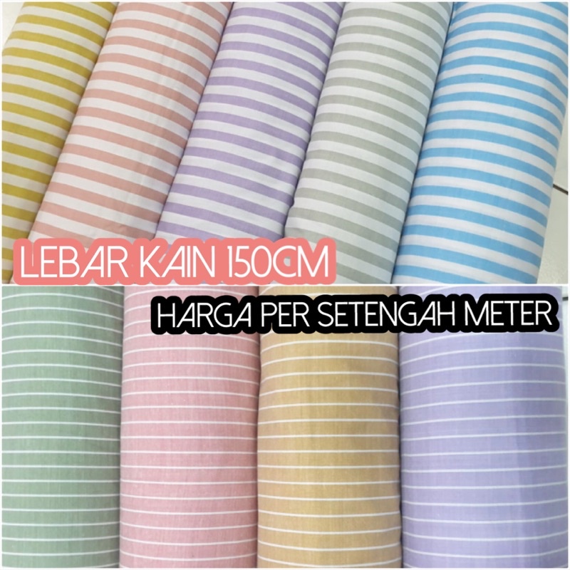 Kain Katun Yarndyed Motif Garis / Salur 3 Lebar 150cm Per 0,5 Meter