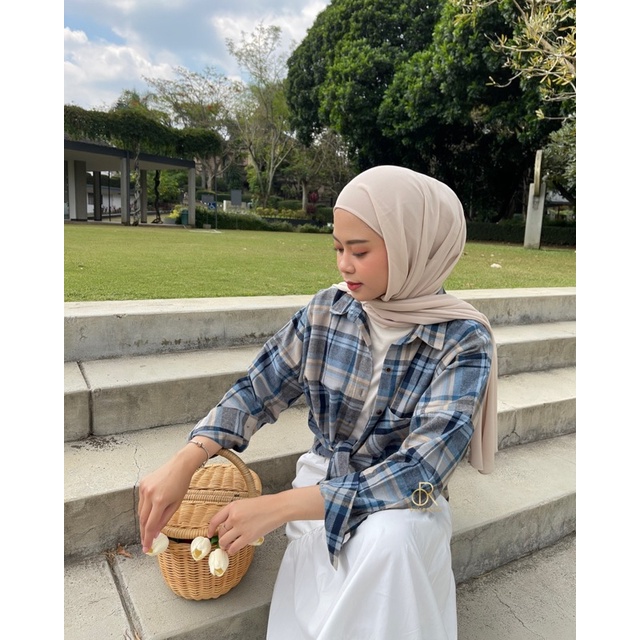 ANNA SHIRT / KEMEJA TARTAN WANITA-FIESTA BLUE