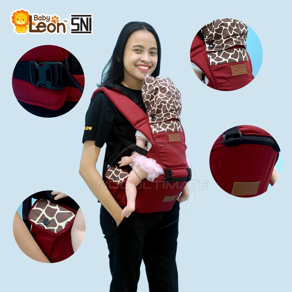 5in1 Way BABY LEON Gendongan Hipseat Bayi + Pelindung Kepala Gendongan Bayi Model Terbaru Gendongan Bayi Depan Duduk Gendongan Bayi Samping Gendongan Multifungsi Gendongan Bayi Instan Anti Pegal Baby Carrier BY-490