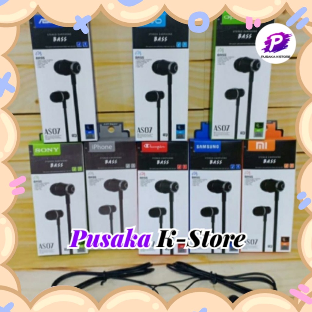 Handsfree HF Headset Branded AS07 Stereo Earphone Bass  + Mic Sony