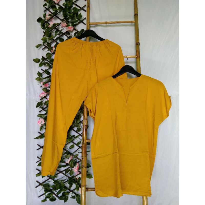 Piyama Busui Setelan Rayon Wanita Kekinian Pajamas Set Ld 120-PJM B. Mustard