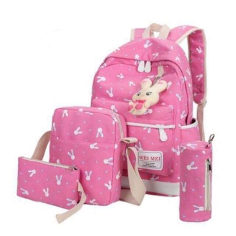 tas beranak bonus gantungan boneka tas ransel sekolah 4in1 dapet anaknya beli 1 dapet 4 by zellshop