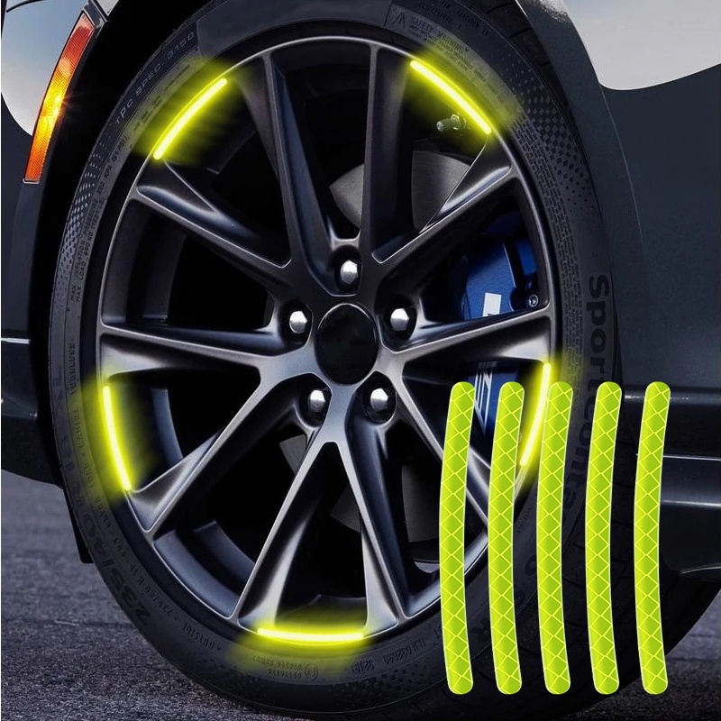 20pcs Stiker Strip Reflektif Luminous Untuk Velg Mobil