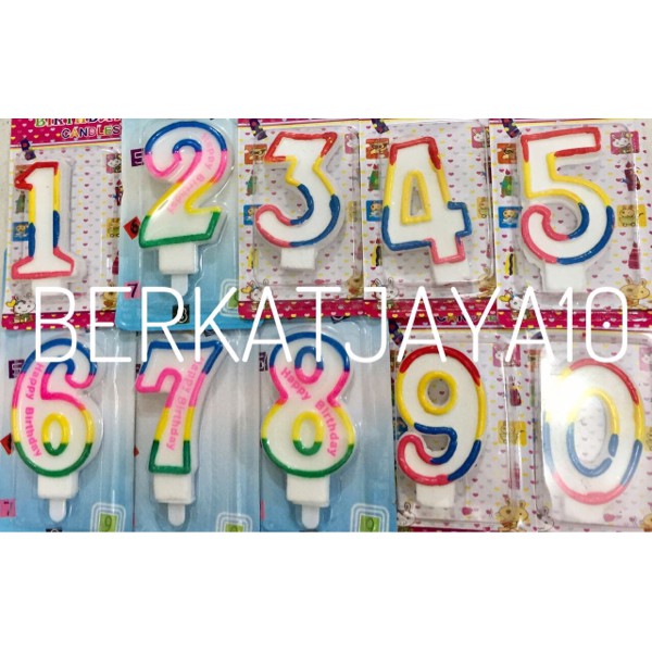 Lilin Angka Pelangi Ulang Tahun Ultah Birthday Candles warna warni 7cm