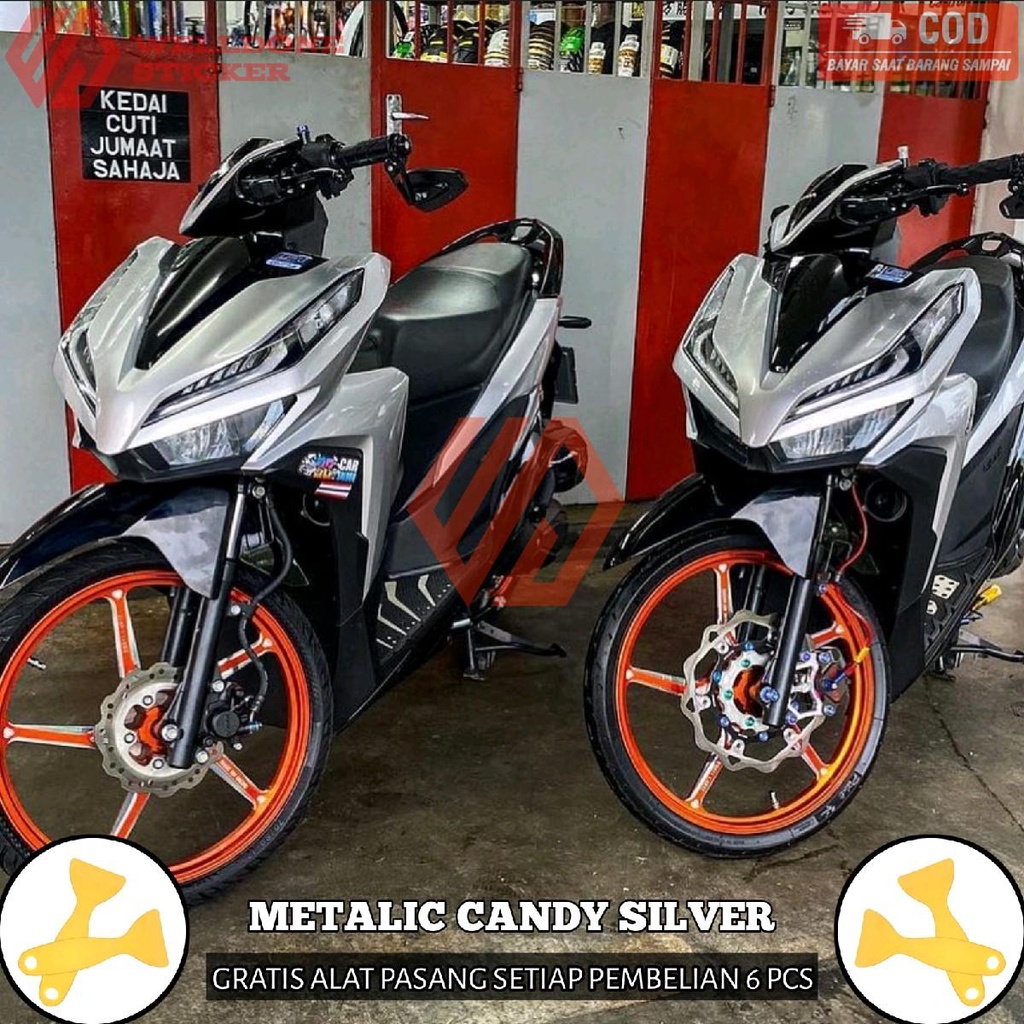 Stiker Motor Skotlet motor/mobil warna metalic candy silver super glossy merk fanchi 100% original