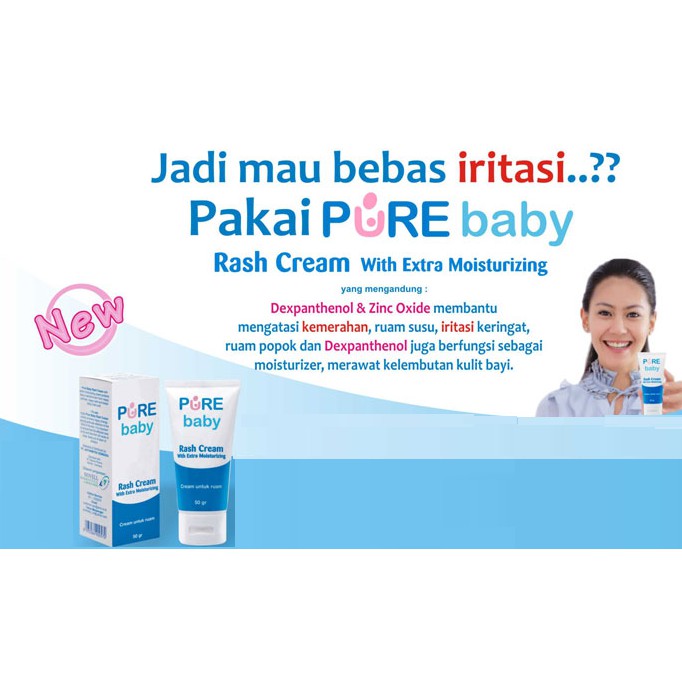 Pure BB Baby RASH CREAM 50gr Efektif Mengatasi Ruam Susu / Popok &amp; Iritasi with Extra Moisturizing