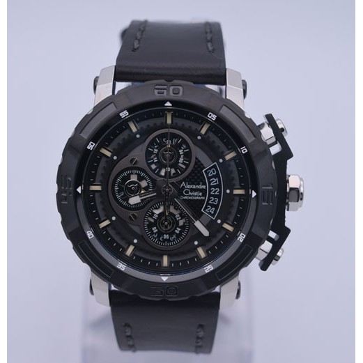 Jam Tangan Pria Alexandre Christie Ac 6439 Silver Black Original