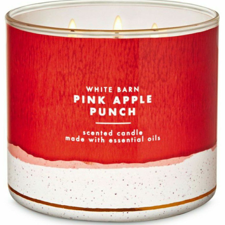 BATH &amp; BODY WORKS BBW PINK APPLE PUNCH 3-WICK SCENTED CANDLE 411 G LILIN WANGI 3 SUMBU UKURAN BESAR PENGHARUM RUANGAN