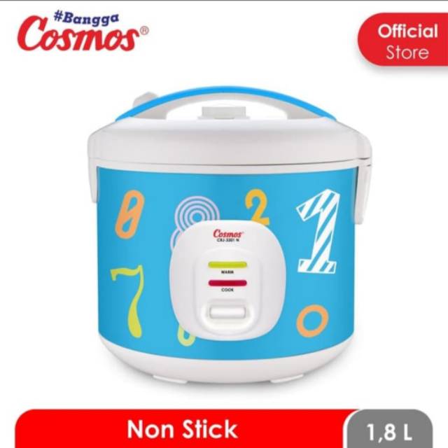 COSMOS Magic Com / Rice Cooker Non Stick 1,8 Liter CRJ 3301 N - Garansi Resmi 1 Tahun