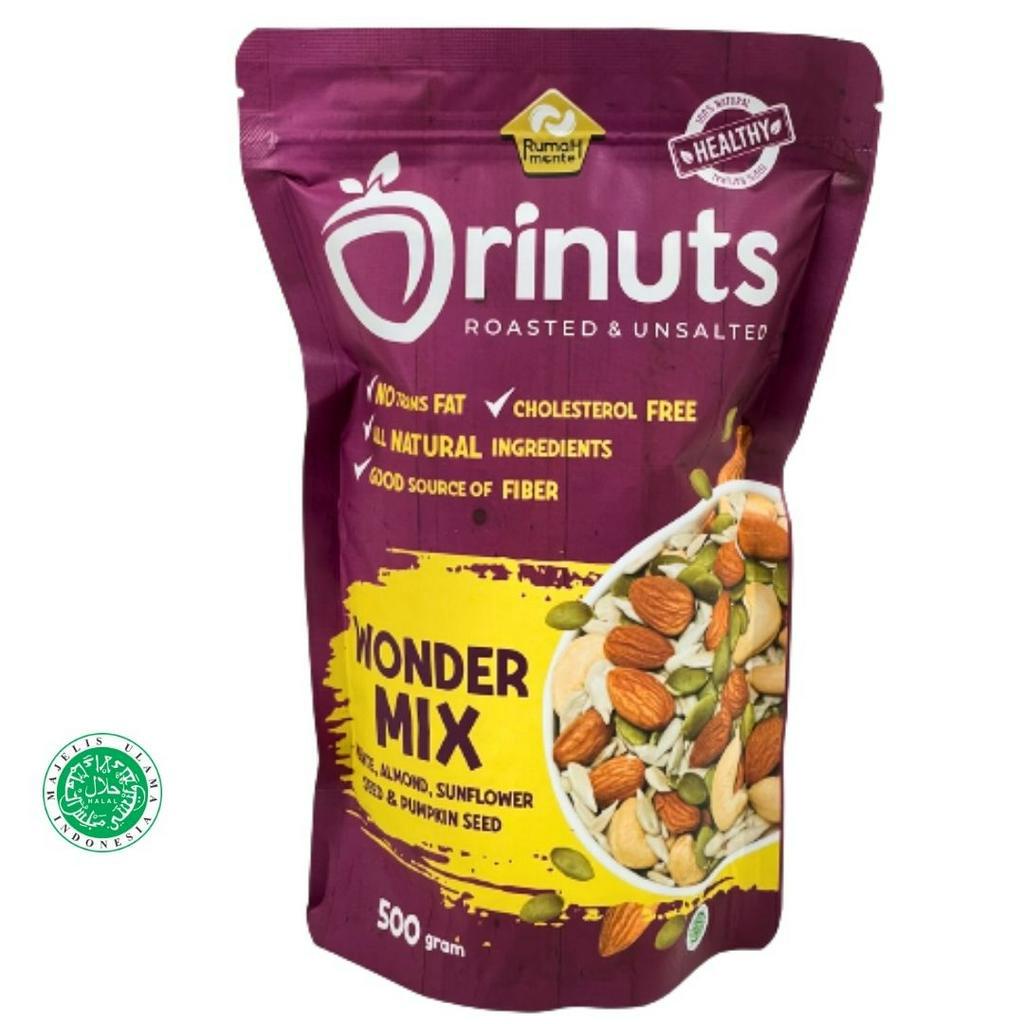 

ORINUTS WONDER MIX 500GR KACANG METE ALMOND PANGGANG SUNFLOWER PUMPKIN (PREMIUM QUALITY) PLAIN UNSALTED