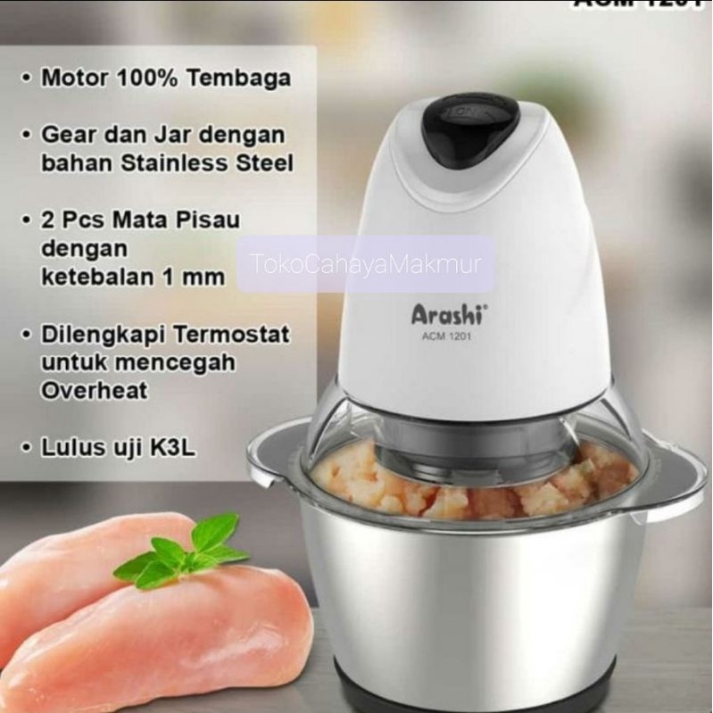 Arashi Chopper Machine ACM 1201 1,2L - Penggiling Daging,Bawang,Bumbu