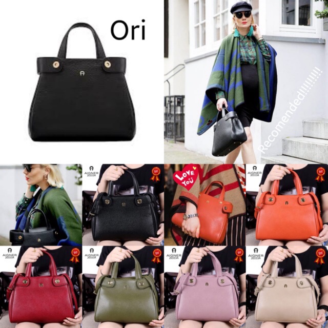 TAS AIGNER Amalia Handtasche Generbtes Elegant Handbag Gold Like Ori Clemence Leather AIGNER 20333A#