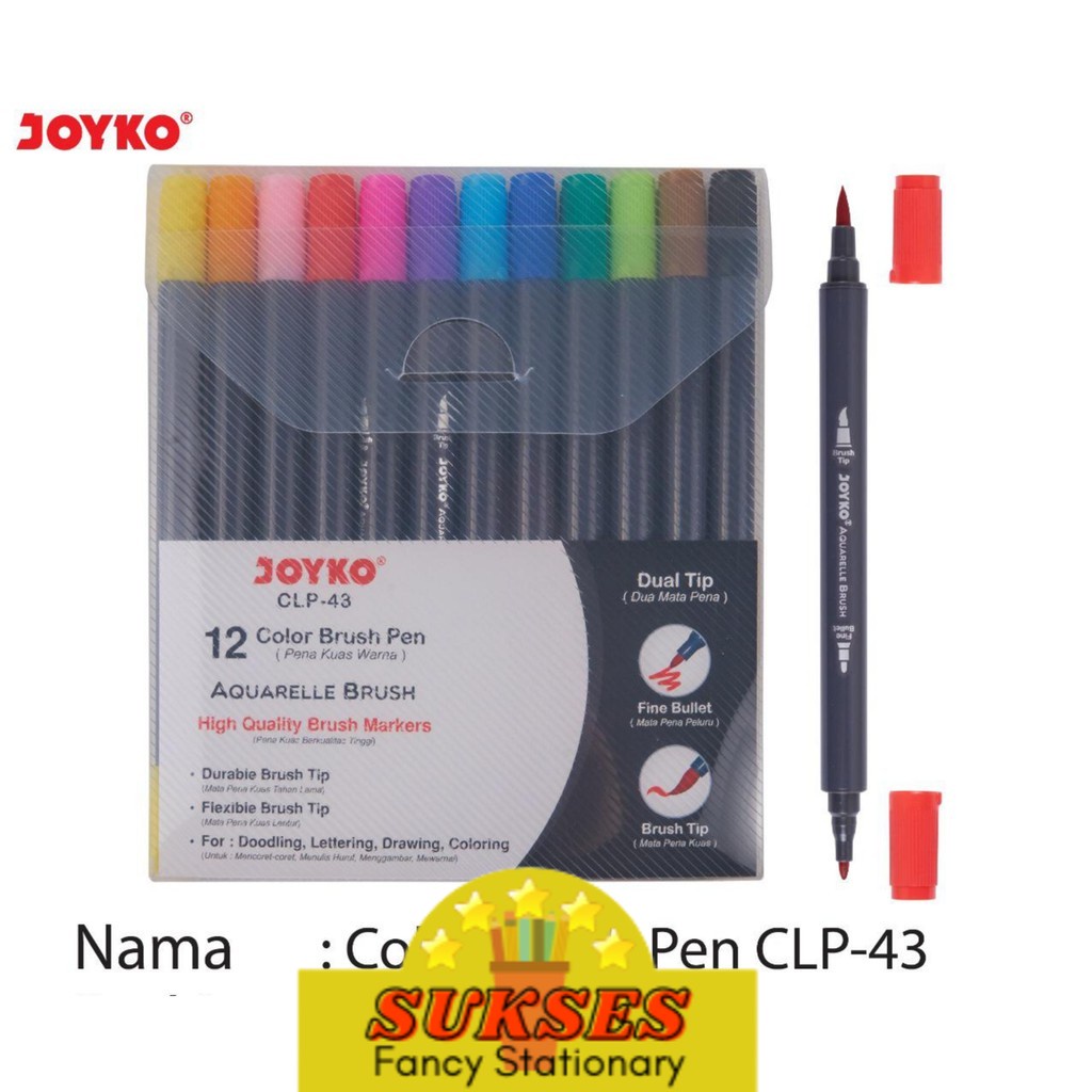 

Color Brush Pen Pena Kuas Warna Joyko Clp-43 12 Warna Color