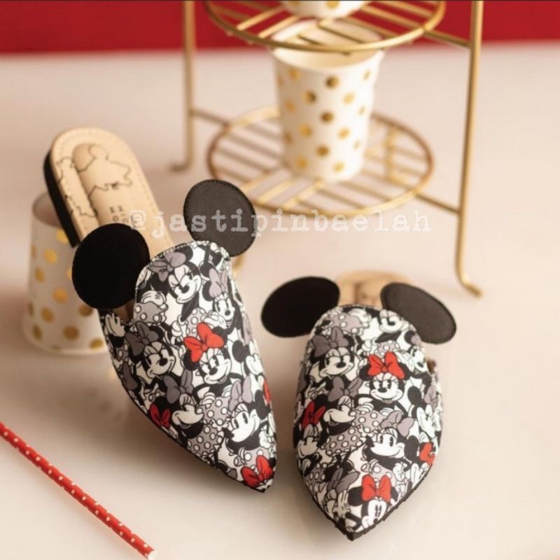 [READY] Ittaherl X Disney Mickey Minnie Bows and Dots Mules Whisper sz 35 39 41