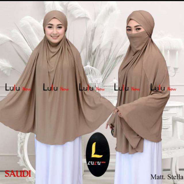 Lulu Hijab Saudia Niqab jumbo XXXL / Jilbab tali niqab masker bahan stella jumbo