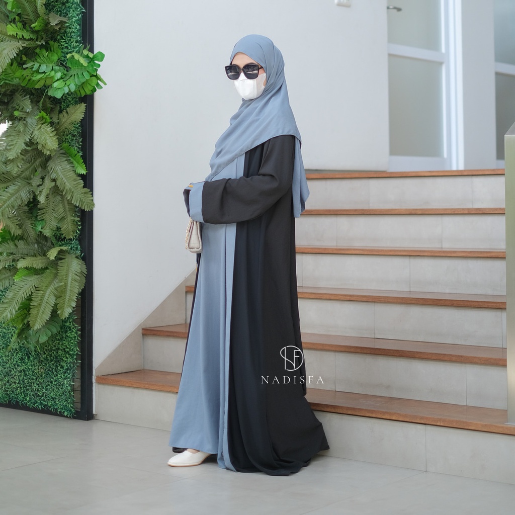 SALWA ABAYA XS,S,M,L,XL KOMBINASI OUTER ABAYA UMROH HAJI