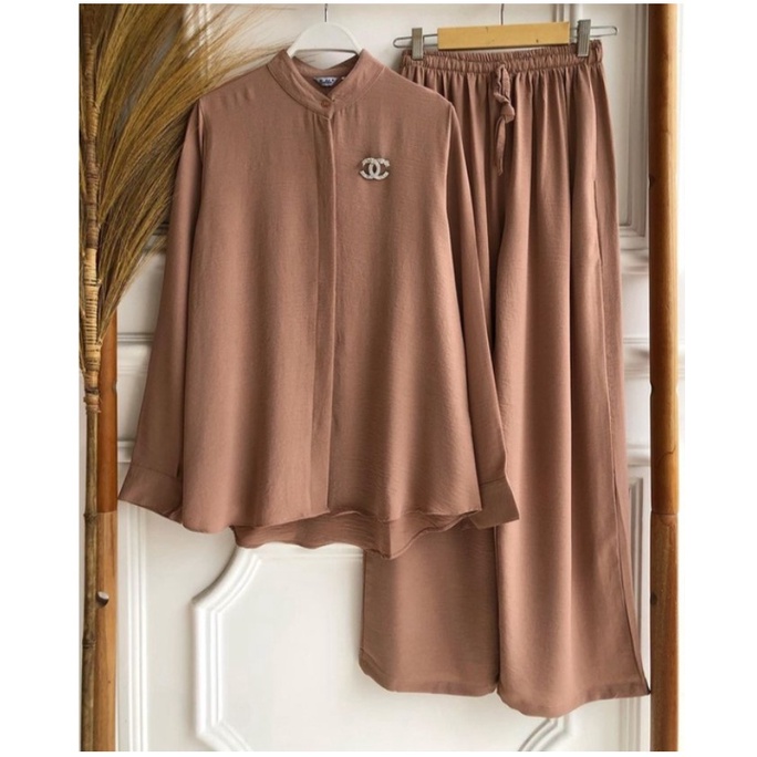 ONE SET WANITA / BAJU ONE WANITA / BAJU ONE SET WANITA JUMBO / BAJU ONE SET JUMBO / ONE SET HANNA / SETCEL CRINKEL / ONE SET CRINKEL / HANNA SET /SETELAN CRINKLE AIRFLOW LD110/120CM /SETELAN WANITA KEKINIAN