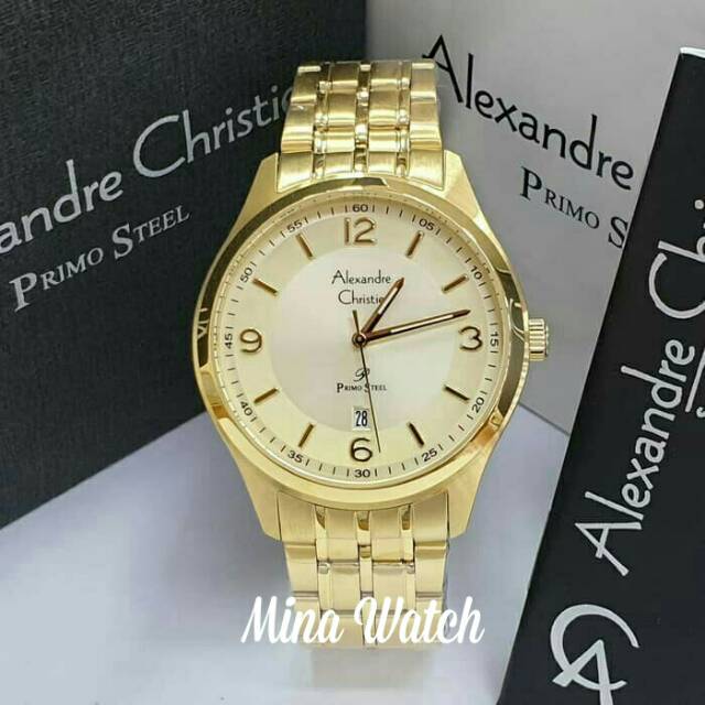 Jam tangan pria Alexander Christie Original ac1010 gold