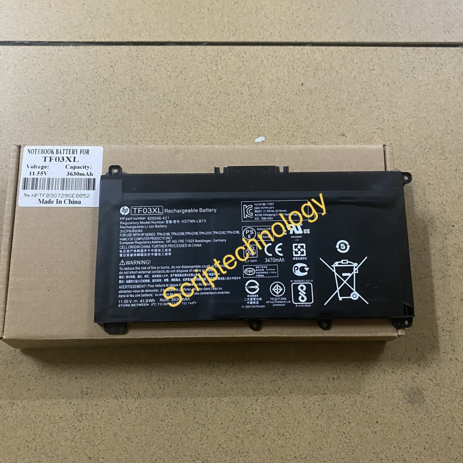 Baterai HP TF03XL HSTNN-LB7X HSTNN-LB7L 920070-855 920046-421 ORI