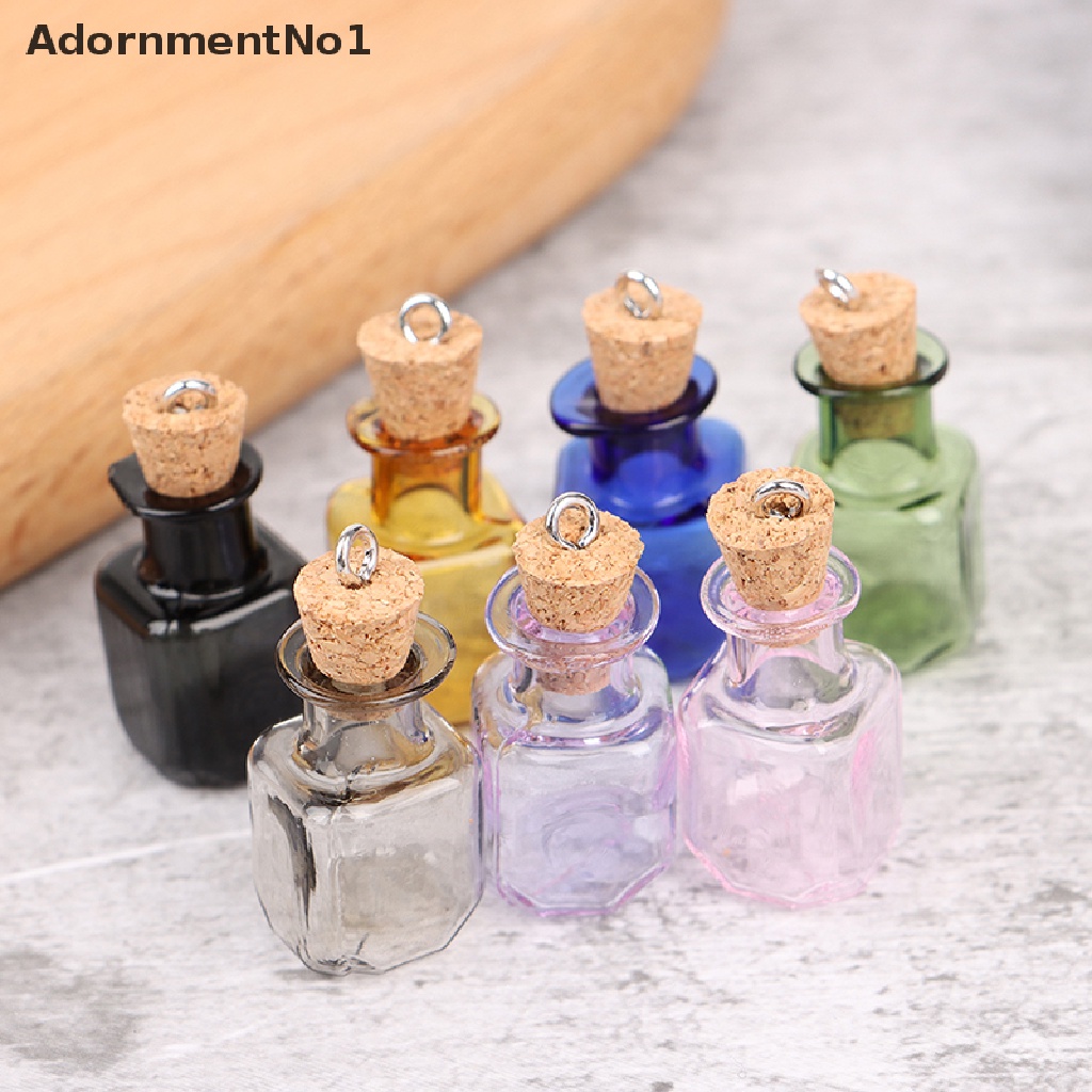 (AdornmentNo1) 7pcs Botol Kaca Mini Bentuk Persegi Panjang Warna Campur Untuk Hadiah