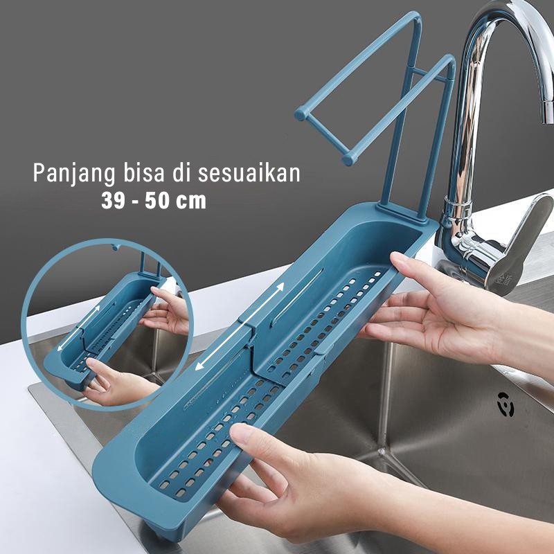 Rak Gantung Wastafel Penyimpanan Spons Cuci Piring Sabun Kain Drain