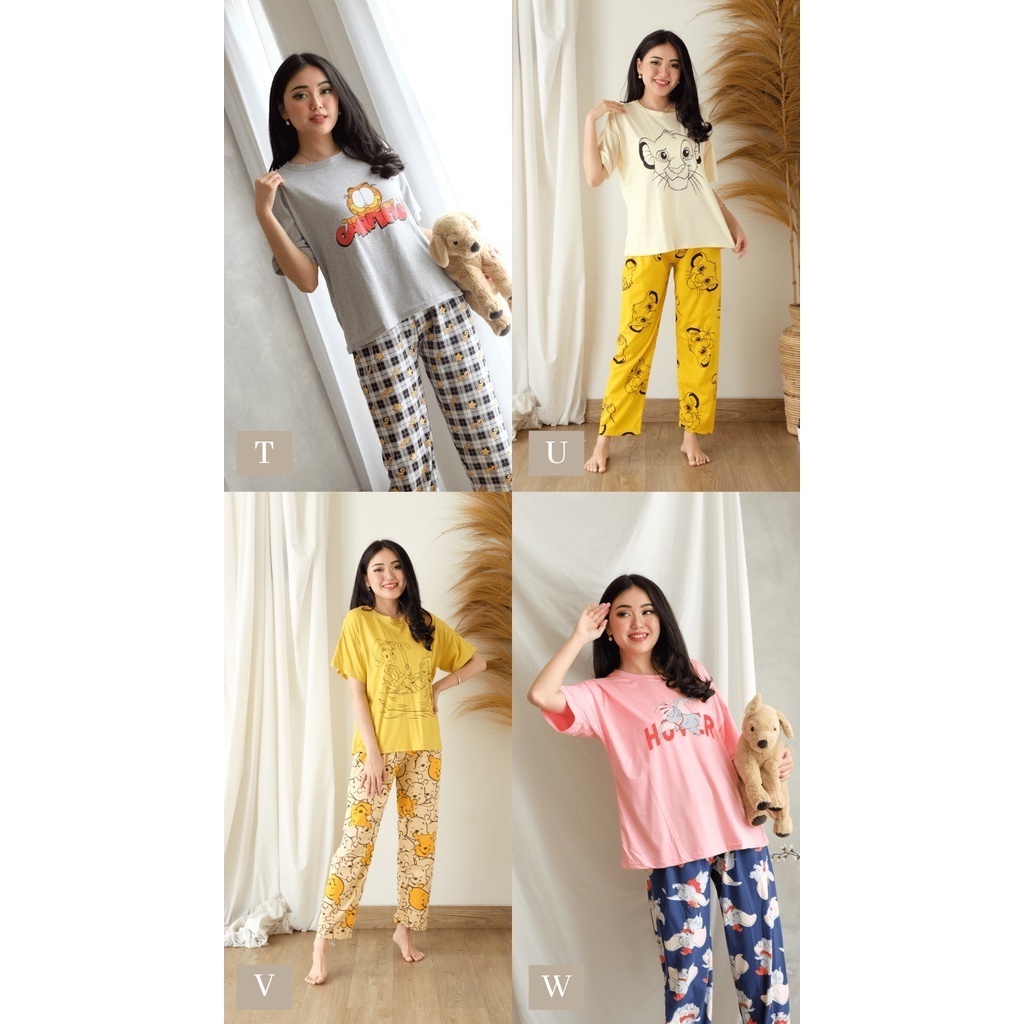 Tee Pajamas Set - Atasan Celana Baju Tidur Setelan Wanita