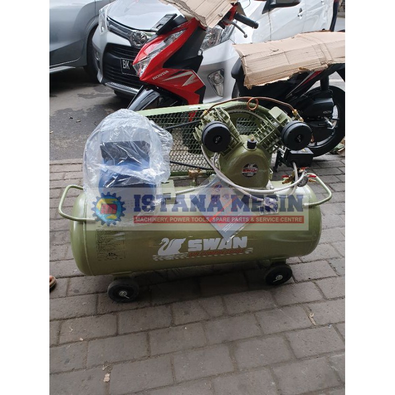 KOMPRESSOR ANGIN 2PISTON 1HP SWAN COMPLETE DINAMO 2HP