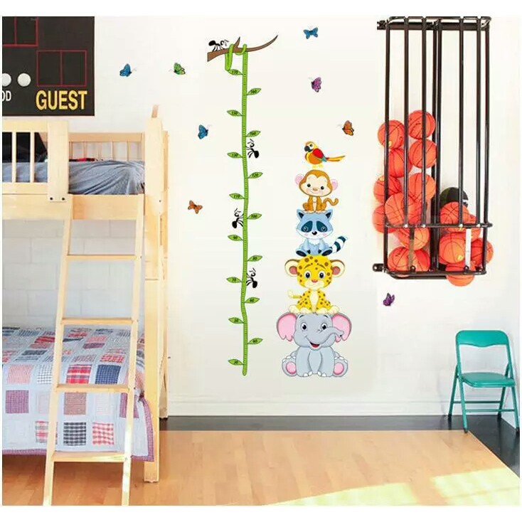 RELIZA Wall Sticker / Stiker Dinding Tinggi Badan Anak Hewan Gajah Singa Grow Up Animal AY9021