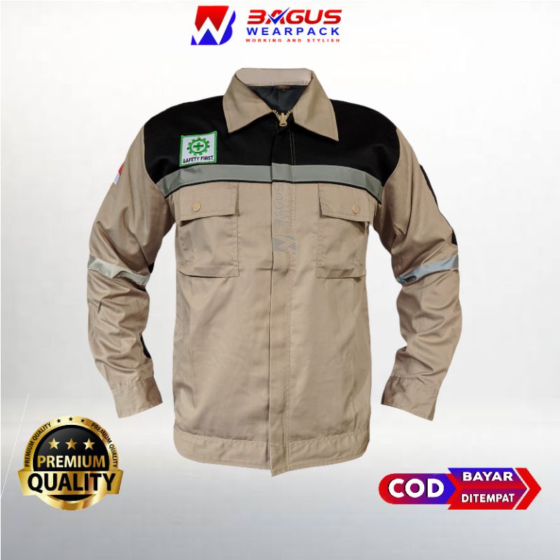 Wearpack safety / Kemeja safety / Baju kerja / Baju proyek / Wearpack atasan / Coksu Hitam