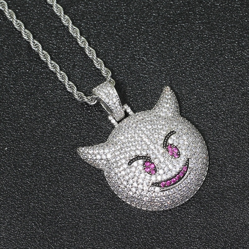 Kalung Liontin Devil Kecil 3 Warna Aaa Cubic Zirconia Gaya Hip Hop Untuk Pria