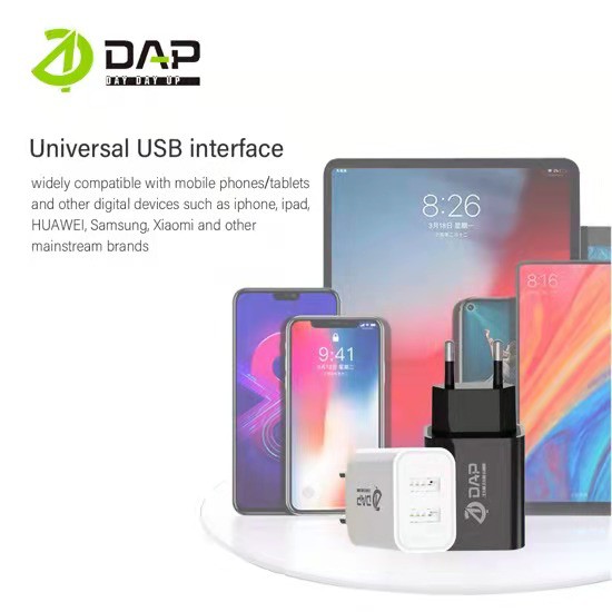 DAP D-A4 Wall Charger Dual Output Fast Charging 2.4A - 1 Kotak 20 Pcs