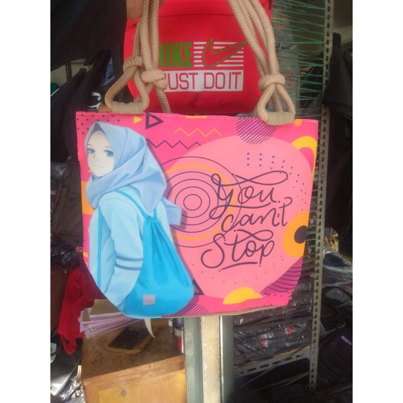 TOTE BAG TALI SUMBU PRINTING  / TAS JINJING WANITA SERBAGUNA