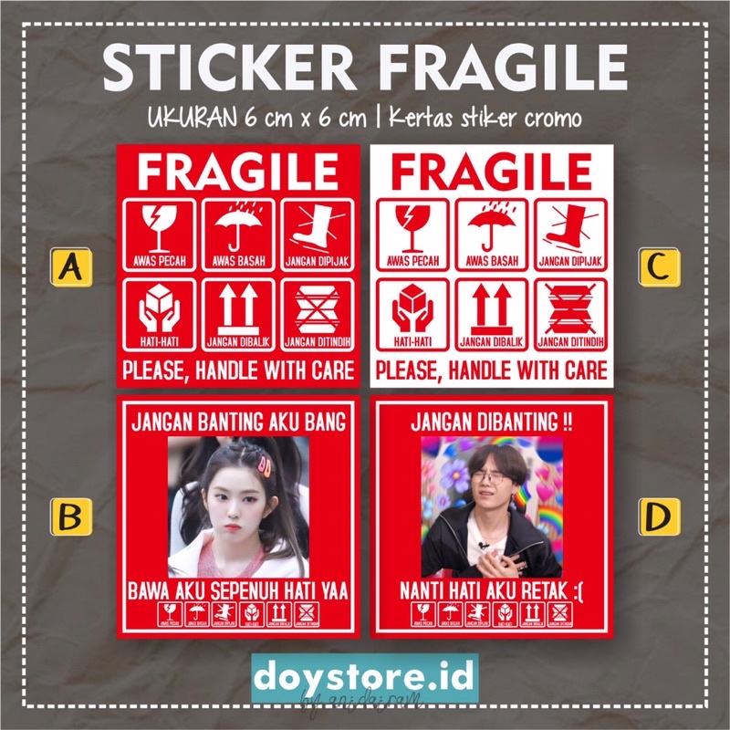 [BACA DESKRIPSI] Stiker Fragile Jangan Dibanting Lucu | Stiker Thank you Murah