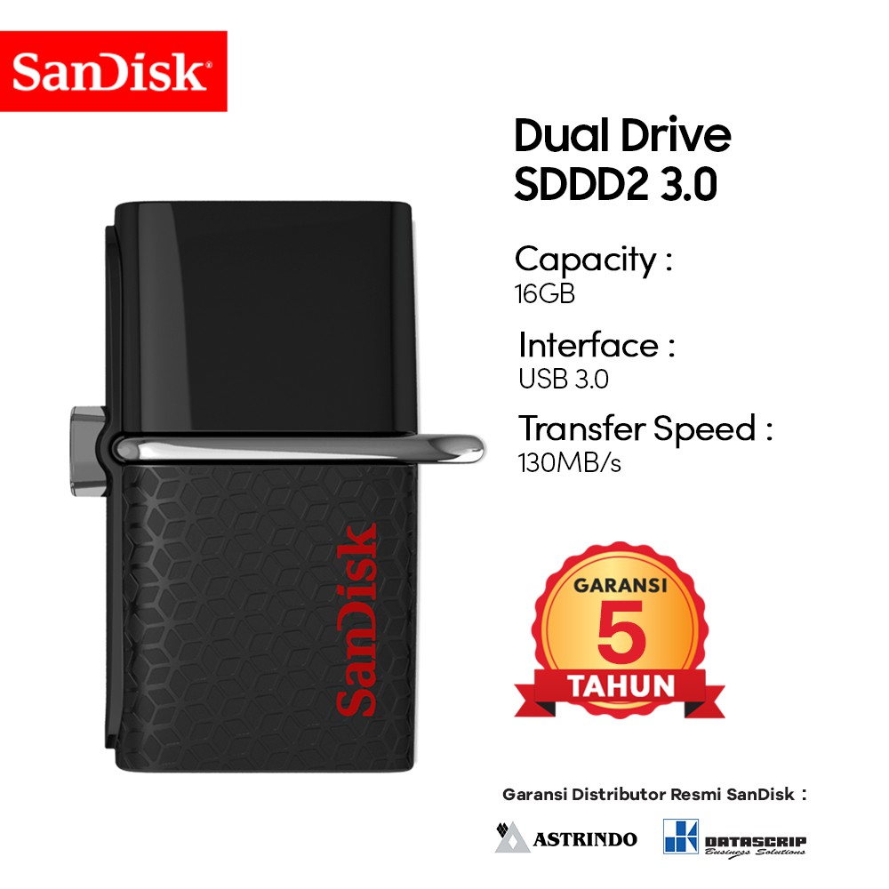 Jual Flashdisk OTG Micro 16GB SanDisk Dual Drive SDDD2 Garansi Resmi