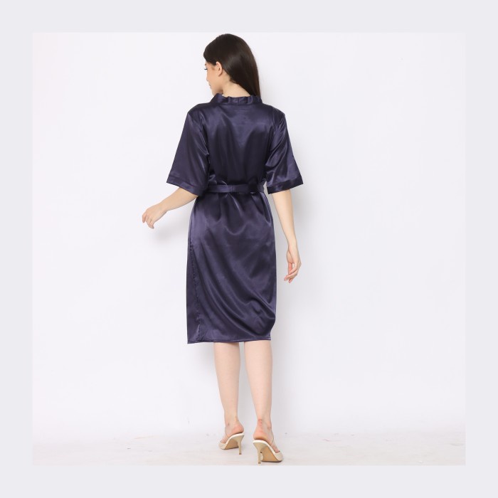 660430-Cynthia Kimono Satin Polos Set 2 In 1 All Size - Darkblue #98