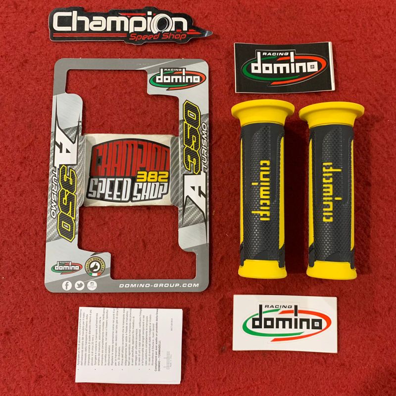 Handfat Hand Grip Grips Handgrip DOMINO ORIGINAL ITALY A350 Turismo Black Yellow Hitam Kuning