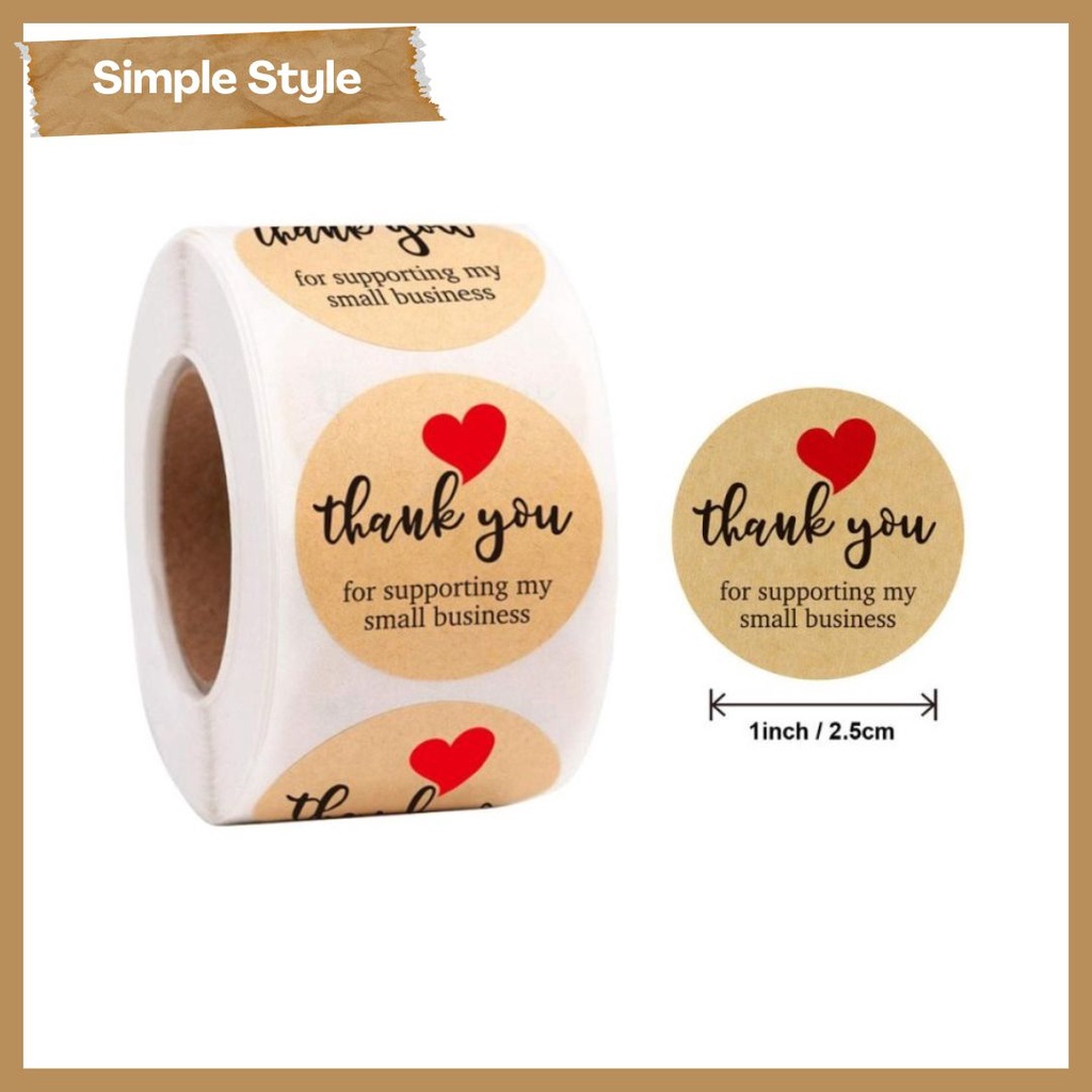 Sticker Label Thank you Roll Thankyou For Supporting my small business - 500pcs